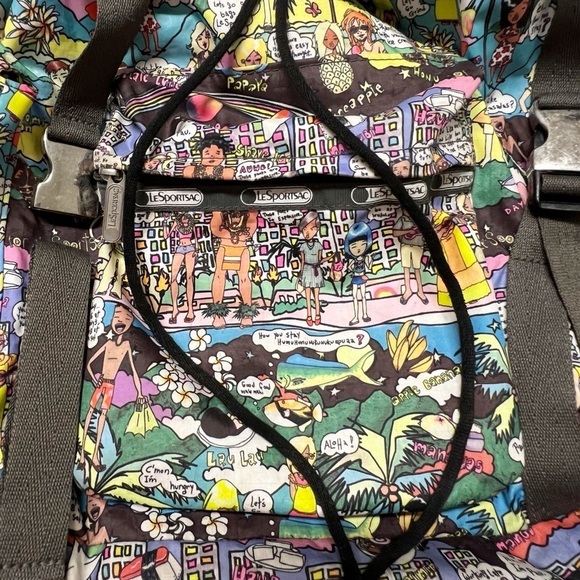 LeSportSac Vintage 90s Y2K RARE Amy Davis Hawaii Island Print Nylon Backpack main image 7